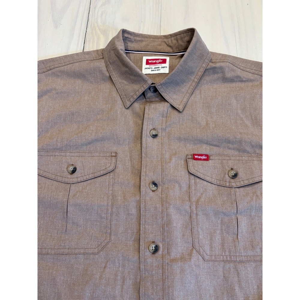 Wrangler Five Star Heritage Relaxed Fit Stretch Shirt Brown 112374149 Mens L